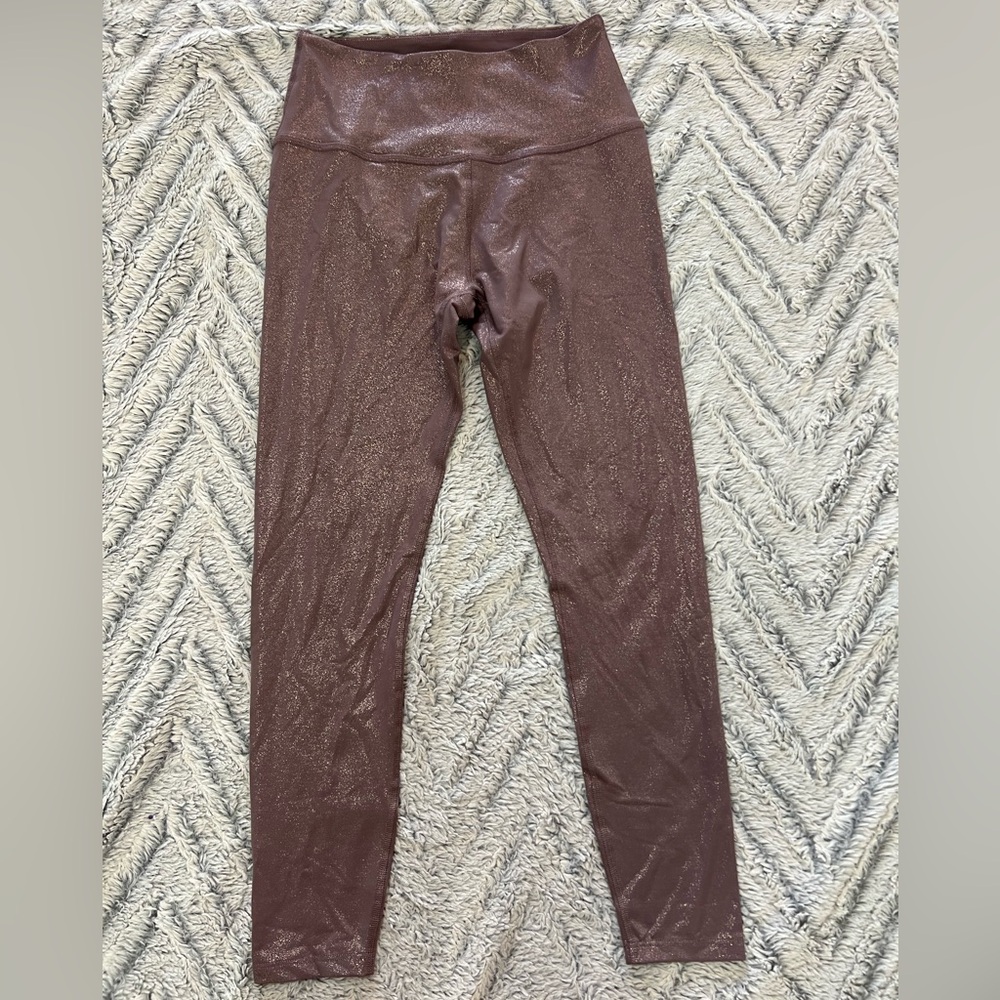Beyond Yoga Twinkle Leggings Purple Wild Orchid Metallic Tights Leggings Large